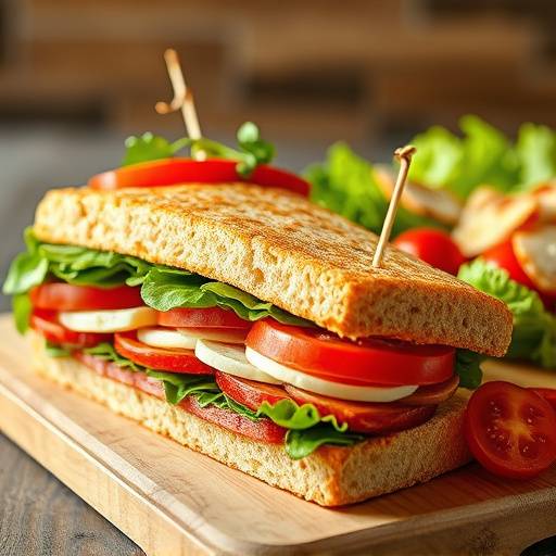 A freshly made sandwich accompanied by a vibrant side salad with mixed greens and vinaigrette.