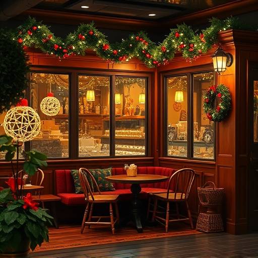 Festive decorations for the holiday season at Cozy Corner Cafe.